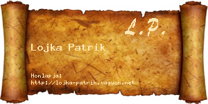 Lojka Patrik névjegykártya